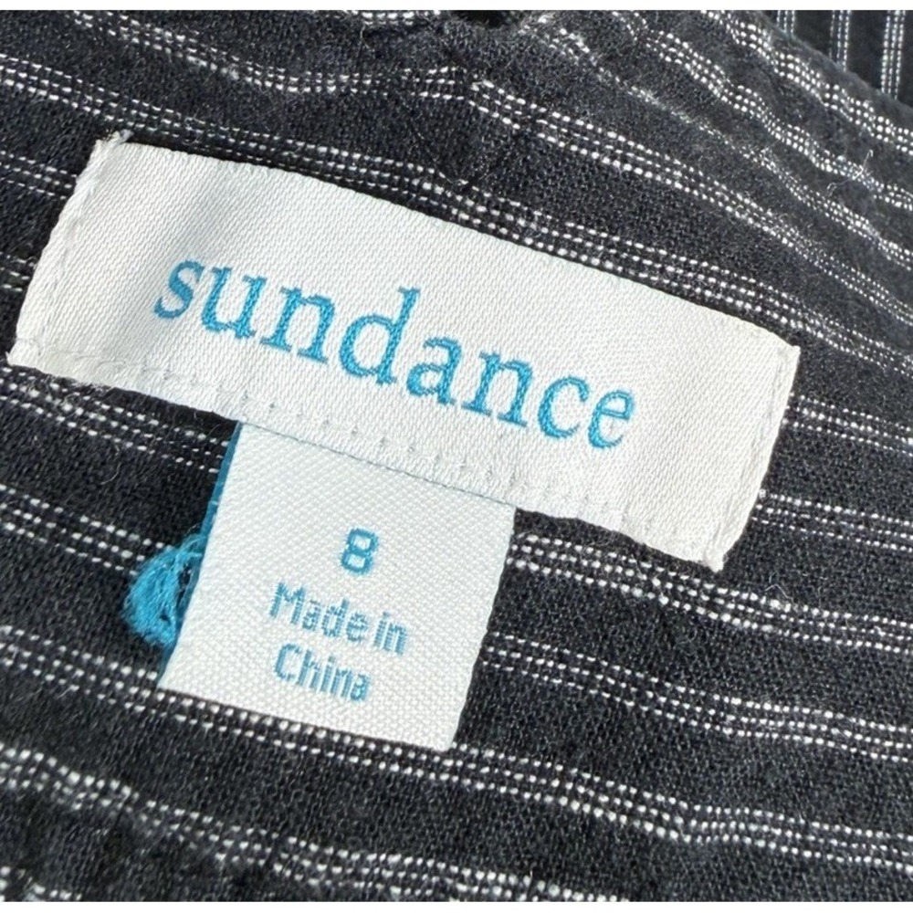 Sundance Trouser Pant Women's Sz 8 Amelia Linen Blend Black Stripe Boho Chic - Picture 7 of 8
